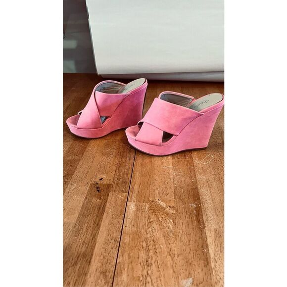 Charles by Charles David Pink Alternative Wedge Ultra High Sandals SZ 6 - Picture 2 of 9